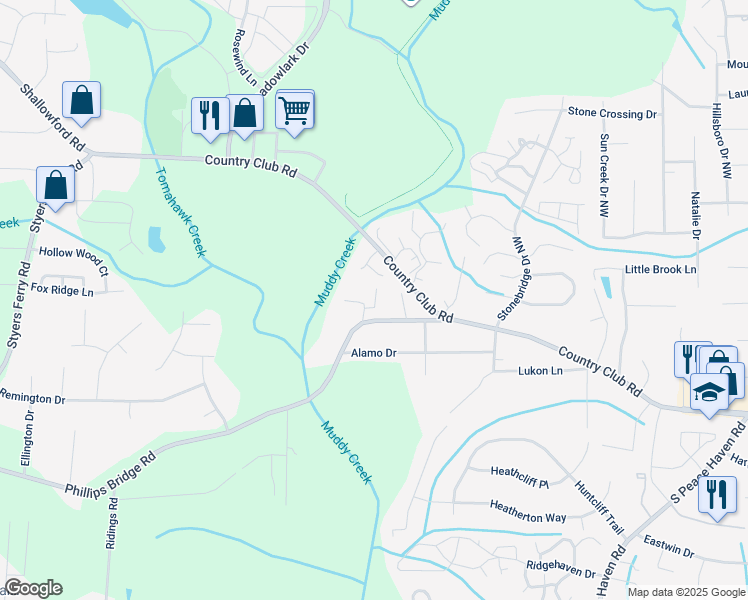 map of restaurants, bars, coffee shops, grocery stores, and more near 122 Turnwood Lane in Winston-Salem