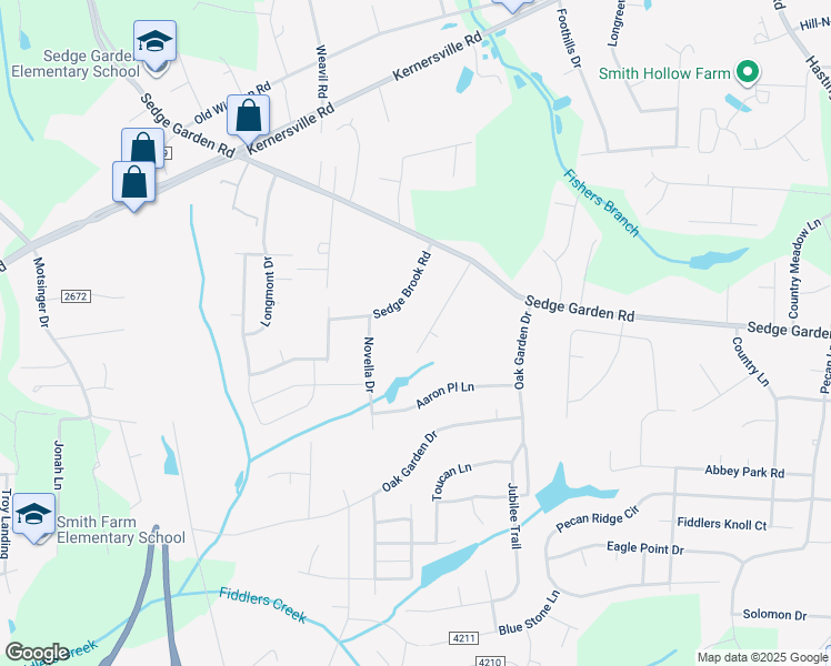 map of restaurants, bars, coffee shops, grocery stores, and more near 5148 Nicole Rd in Kernersville