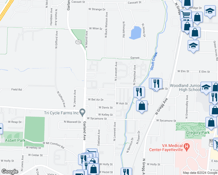 map of restaurants, bars, coffee shops, grocery stores, and more near 870 Melmar Drive in Fayetteville