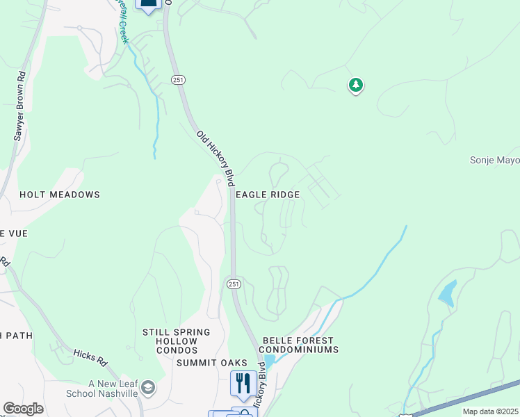 map of restaurants, bars, coffee shops, grocery stores, and more near 320 Old Hickory Boulevard in Nashville