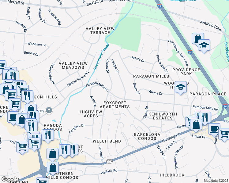 map of restaurants, bars, coffee shops, grocery stores, and more near 328 Paragon Mills Road in Nashville