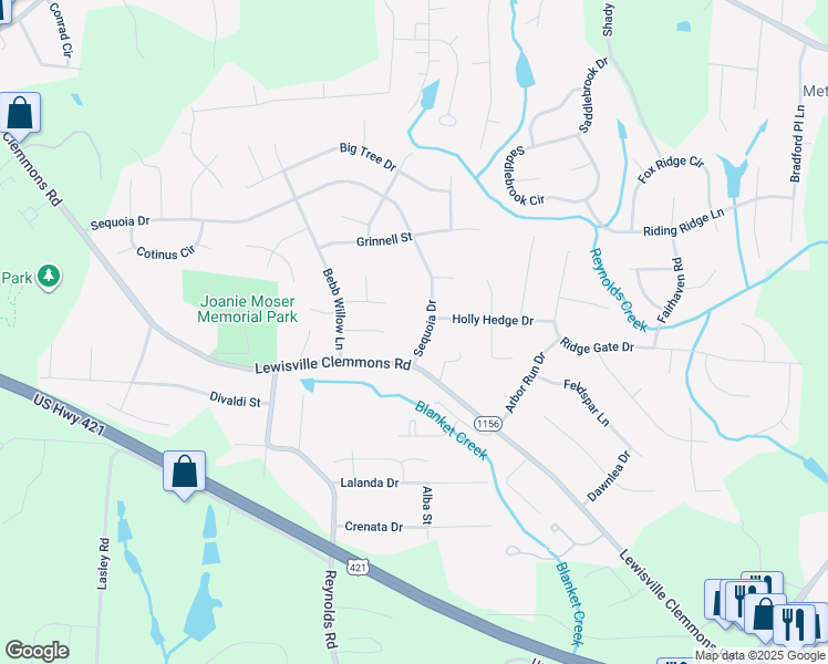 map of restaurants, bars, coffee shops, grocery stores, and more near 912 Sequoia Drive in Lewisville