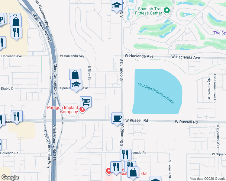 map of restaurants, bars, coffee shops, grocery stores, and more near 5508 Bonita Park Court in Las Vegas