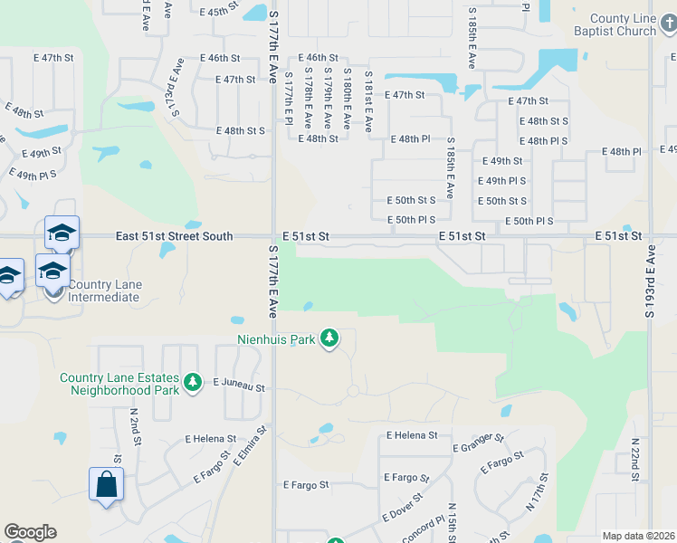 map of restaurants, bars, coffee shops, grocery stores, and more near 1441 East Omaha Street in Broken Arrow