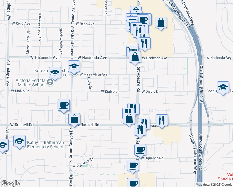 map of restaurants, bars, coffee shops, grocery stores, and more near 9522 Aspen Canyon Court in Las Vegas