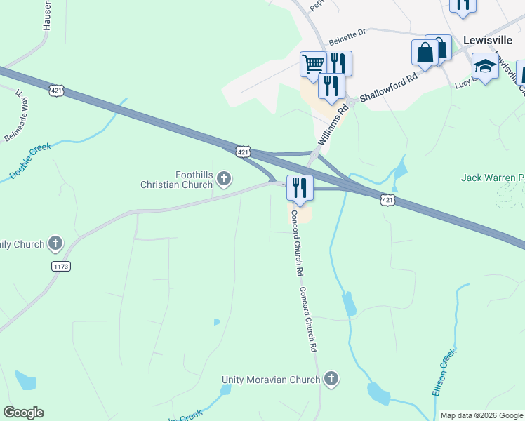 map of restaurants, bars, coffee shops, grocery stores, and more near 330 Westeba Road in Lewisville