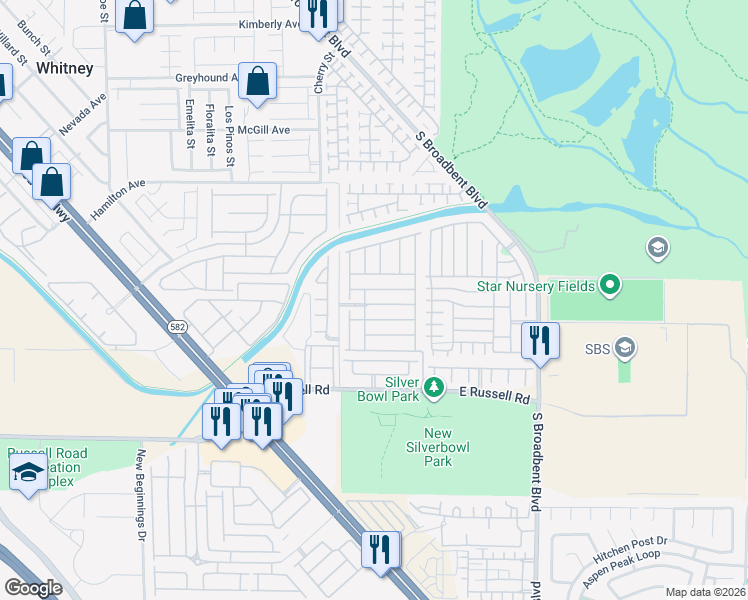map of restaurants, bars, coffee shops, grocery stores, and more near 6680 Silent Vista Way in Las Vegas