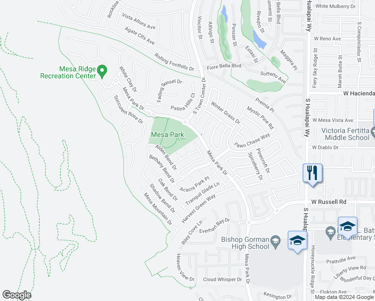 map of restaurants, bars, coffee shops, grocery stores, and more near Sentinel Point Court in Las Vegas