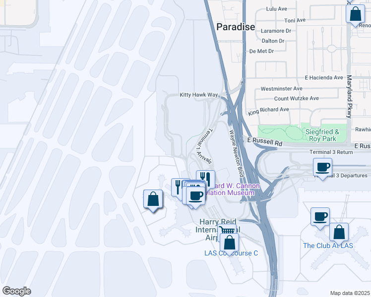map of restaurants, bars, coffee shops, grocery stores, and more near in Las Vegas