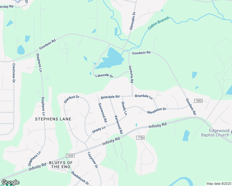 map of restaurants, bars, coffee shops, grocery stores, and more near 1205 Briardale Road in Durham