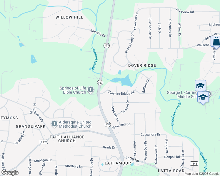 map of restaurants, bars, coffee shops, grocery stores, and more near 3 Summer Ridge in Durham