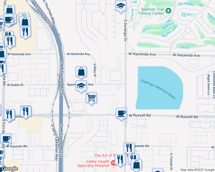 map of restaurants, bars, coffee shops, grocery stores, and more near 8744 Cerrito Canyon Court in Las Vegas