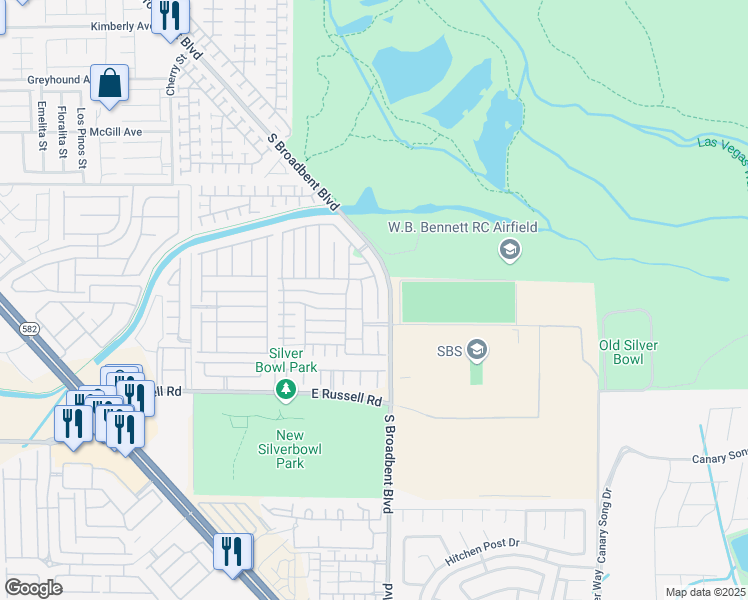 map of restaurants, bars, coffee shops, grocery stores, and more near 5507 Nickel Ridge Way in Las Vegas