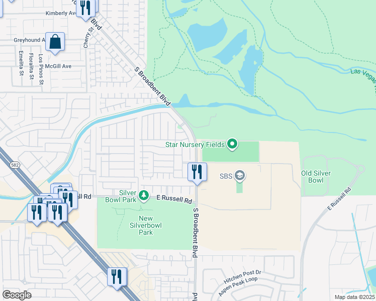map of restaurants, bars, coffee shops, grocery stores, and more near 5507 Nickel Ridge Way in Las Vegas