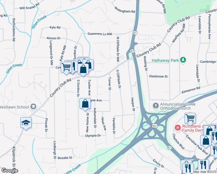 map of restaurants, bars, coffee shops, grocery stores, and more near 126 Turner Street in Winston-Salem