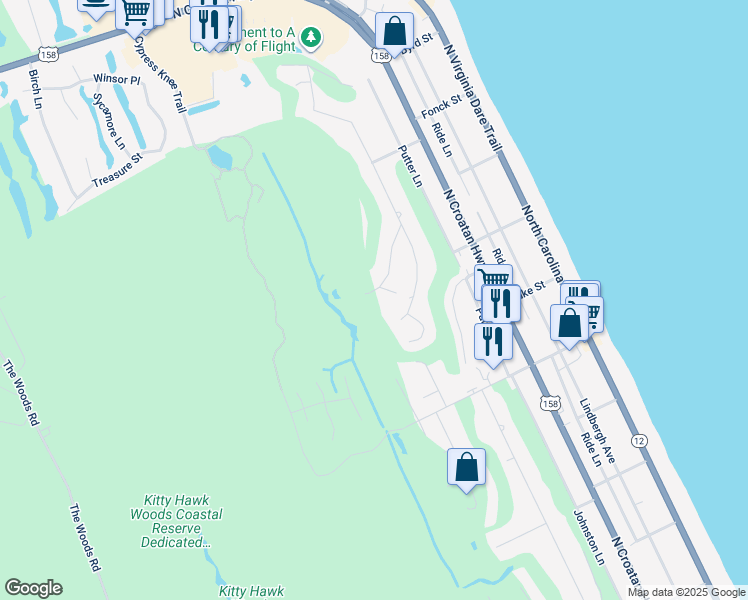 map of restaurants, bars, coffee shops, grocery stores, and more near 4803 Palmer Drive in Kitty Hawk