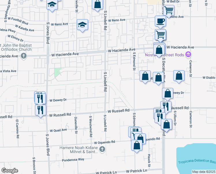 map of restaurants, bars, coffee shops, grocery stores, and more near 5531 Doubleday Street in Las Vegas