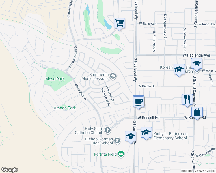 map of restaurants, bars, coffee shops, grocery stores, and more near 10390 Blue Ginger Drive in Las Vegas