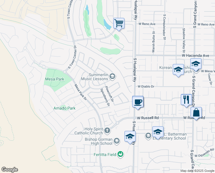 map of restaurants, bars, coffee shops, grocery stores, and more near 10390 Blue Ginger Drive in Las Vegas