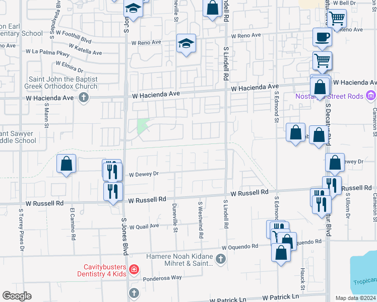 map of restaurants, bars, coffee shops, grocery stores, and more near 5754 Viberti Court in Las Vegas