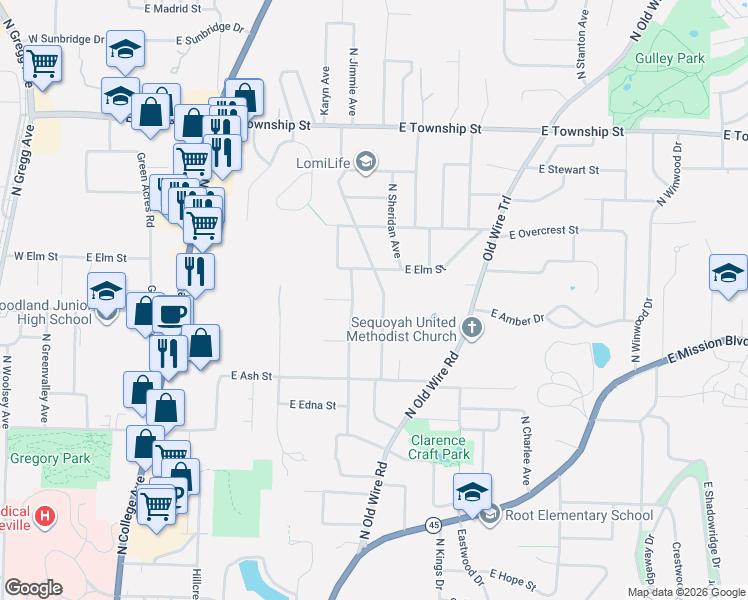 map of restaurants, bars, coffee shops, grocery stores, and more near 1963 North Juneway Terrace in Fayetteville