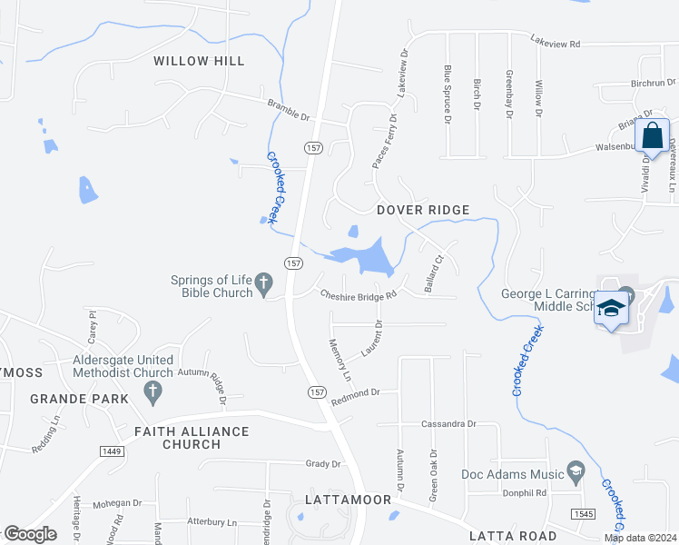 map of restaurants, bars, coffee shops, grocery stores, and more near 7 Summer Ridge in Durham