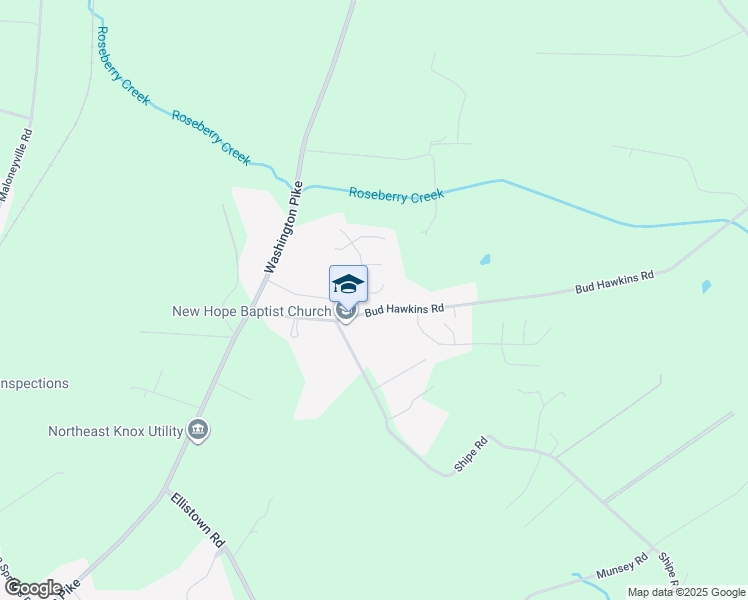 map of restaurants, bars, coffee shops, grocery stores, and more near 7607 Bud Hawkins Road in Corryton