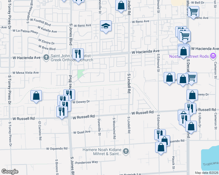 map of restaurants, bars, coffee shops, grocery stores, and more near 5727 Viberti Court in Las Vegas