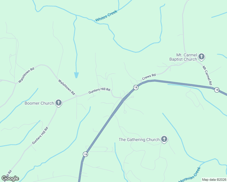 map of restaurants, bars, coffee shops, grocery stores, and more near 188 Gunters Hill Road in Moravian Falls