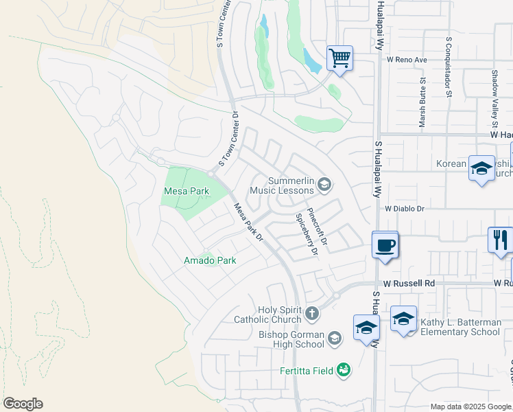 map of restaurants, bars, coffee shops, grocery stores, and more near 10510 Ardsley Lane in Las Vegas