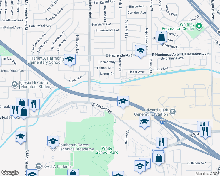 map of restaurants, bars, coffee shops, grocery stores, and more near 9 Rawhide Street in Las Vegas