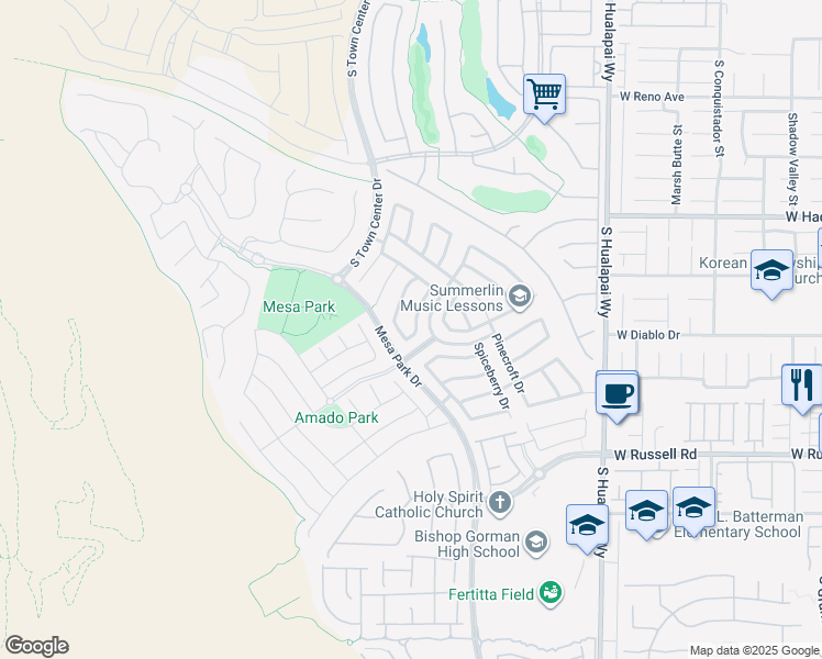 map of restaurants, bars, coffee shops, grocery stores, and more near 10510 Ardsley Lane in Las Vegas