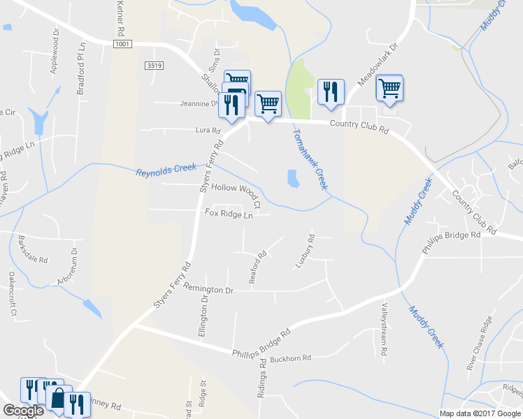 map of restaurants, bars, coffee shops, grocery stores, and more near 5907 Hollow Wood Court in Winston-Salem