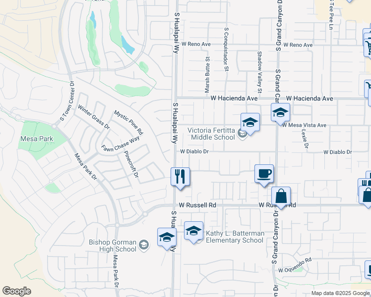 map of restaurants, bars, coffee shops, grocery stores, and more near 10149 Whitney Falls Court in Las Vegas