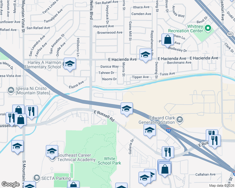 map of restaurants, bars, coffee shops, grocery stores, and more near 9 Rawhide Street in Las Vegas