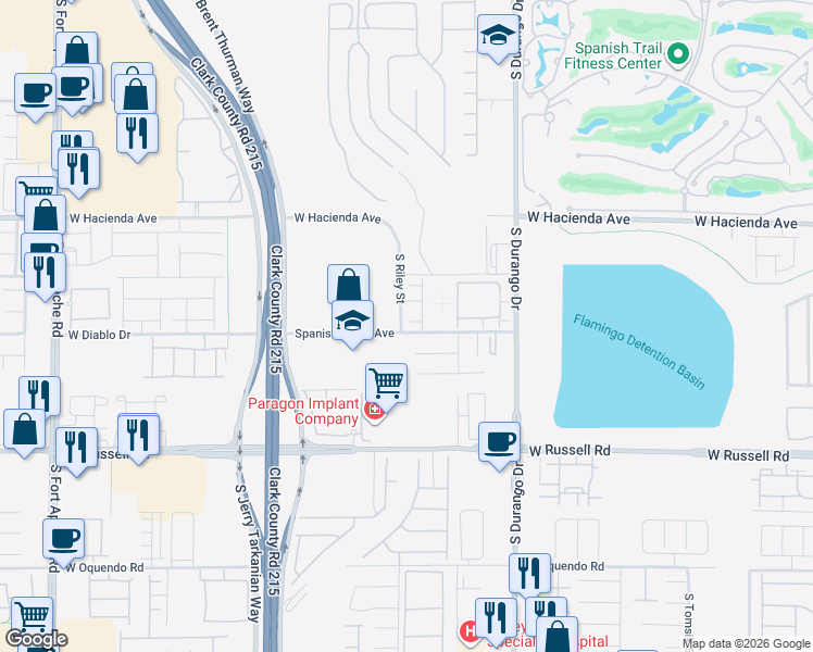 map of restaurants, bars, coffee shops, grocery stores, and more near 8797 Belle Castle Court in Las Vegas