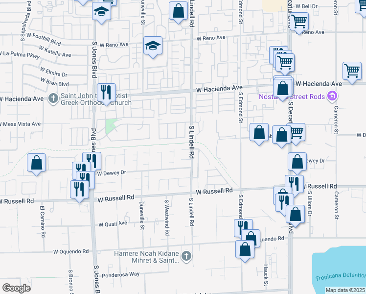 map of restaurants, bars, coffee shops, grocery stores, and more near 5550 Walcott Drive in Las Vegas