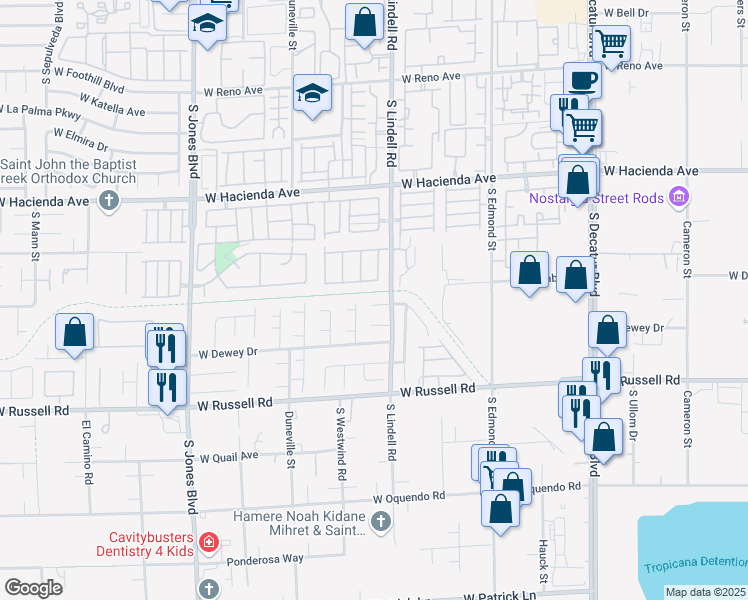 map of restaurants, bars, coffee shops, grocery stores, and more near 5550 Walcott Drive in Las Vegas