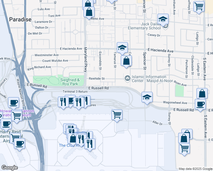 map of restaurants, bars, coffee shops, grocery stores, and more near 1411 Di Blasi Drive in Las Vegas