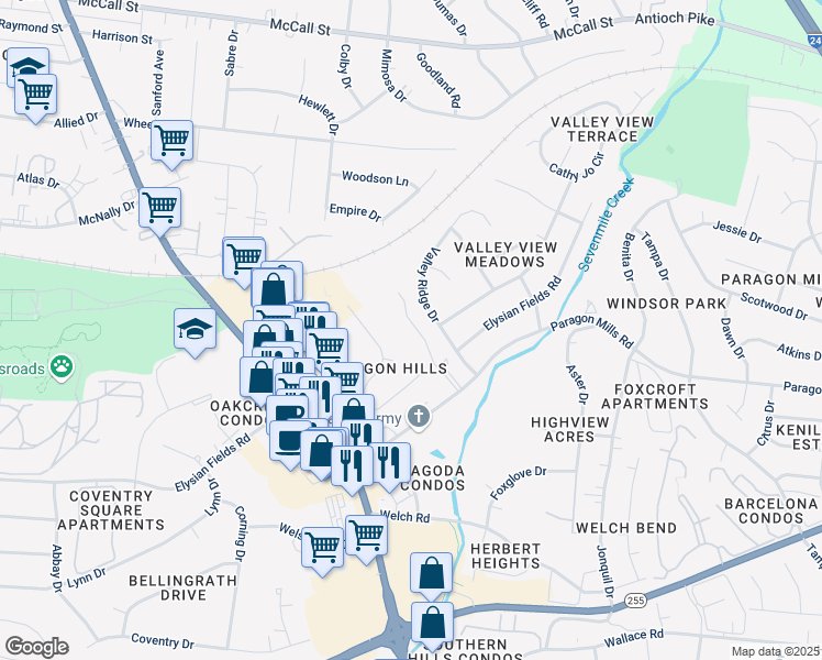 map of restaurants, bars, coffee shops, grocery stores, and more near 500 Paragon Mills Road in Nashville