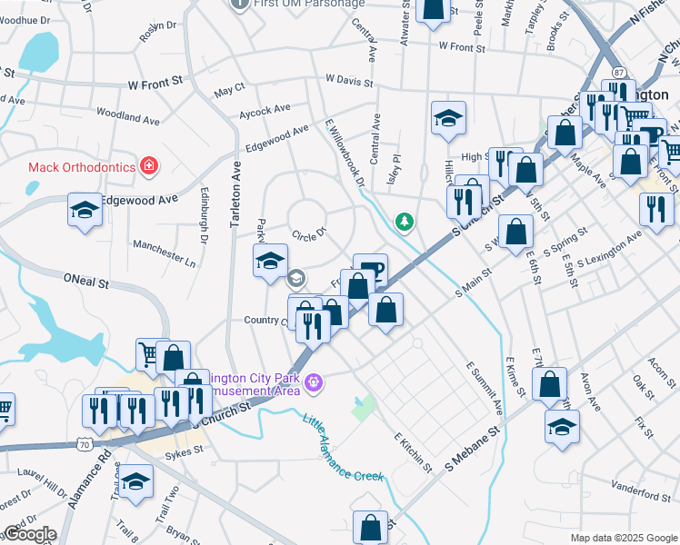 map of restaurants, bars, coffee shops, grocery stores, and more near 306 Glenwood Avenue in Burlington