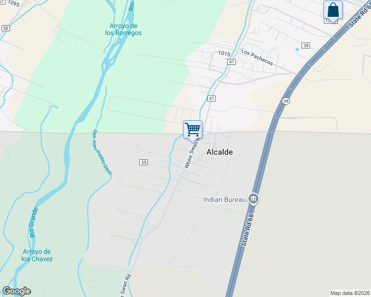 map of restaurants, bars, coffee shops, grocery stores, and more near 33 County Road 144 in Ohkay Owingeh