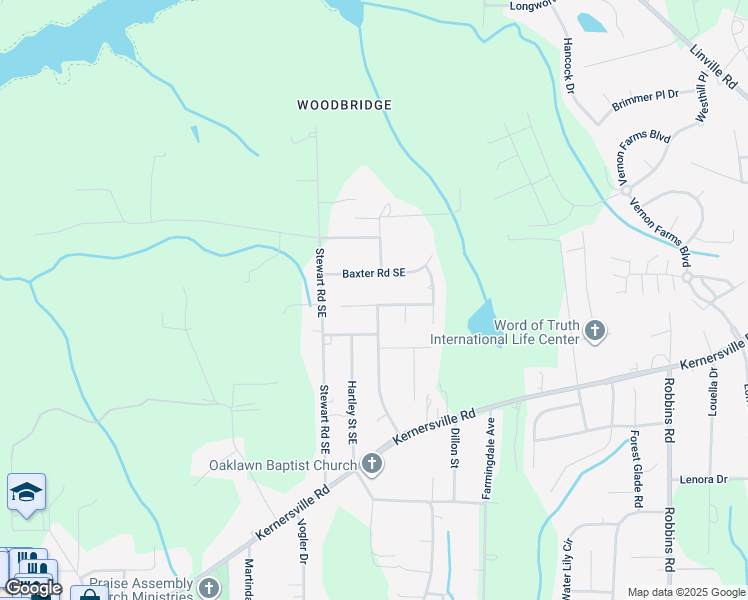 map of restaurants, bars, coffee shops, grocery stores, and more near 3495 Glen Lyon Drive in Winston-Salem