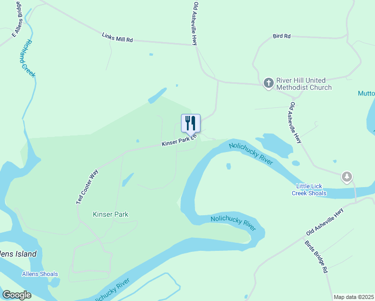 map of restaurants, bars, coffee shops, grocery stores, and more near 465 Kinser Park Lane in Greeneville
