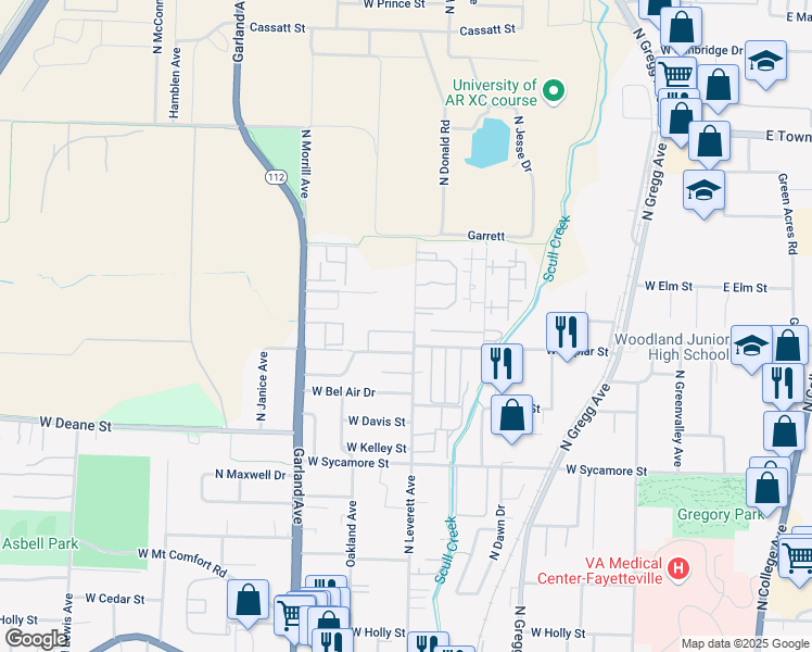 map of restaurants, bars, coffee shops, grocery stores, and more near 870 Melmar Drive in Fayetteville