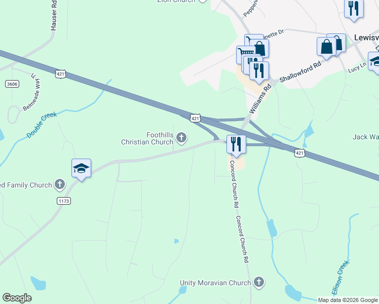 map of restaurants, bars, coffee shops, grocery stores, and more near 320 Doub Road in Lewisville