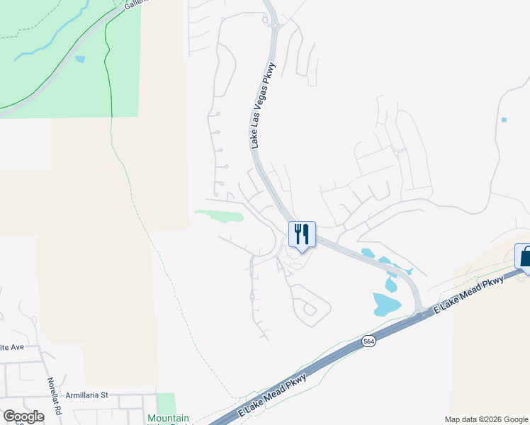 map of restaurants, bars, coffee shops, grocery stores, and more near 22 Via Del Fiume Parkway in Henderson