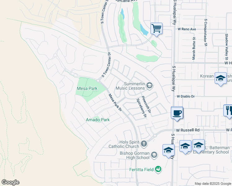 map of restaurants, bars, coffee shops, grocery stores, and more near 5486 Twin Feathers Way in Las Vegas