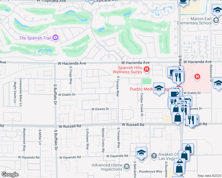 map of restaurants, bars, coffee shops, grocery stores, and more near 5428 Logville Street in Las Vegas