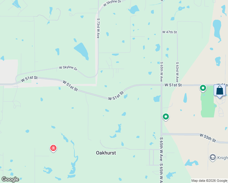 map of restaurants, bars, coffee shops, grocery stores, and more near 7108 West 50th Street in Tulsa